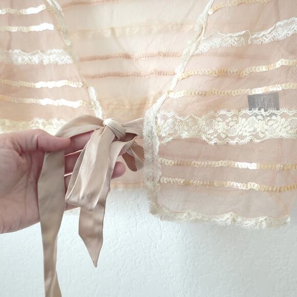 Vintage Y2K 90s Betsey Johnson Top Womens 2 XS/S Lace Babydoll Coquette Shawl - Picture 4 of 6